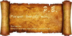 Purger Benjámin névjegykártya
